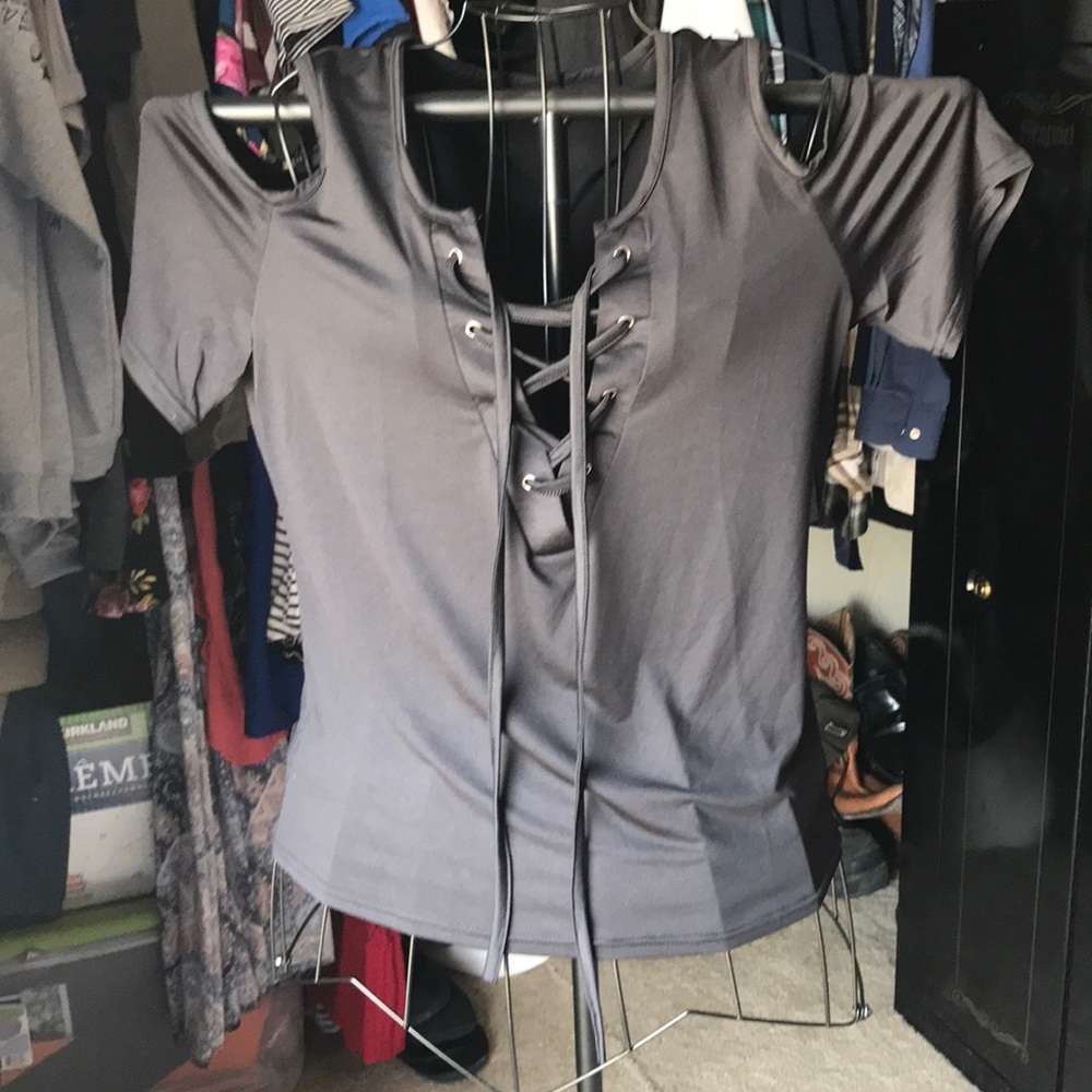 Black cold shoulder shirt